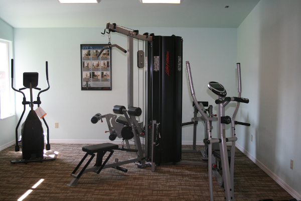 A room with workout equipment